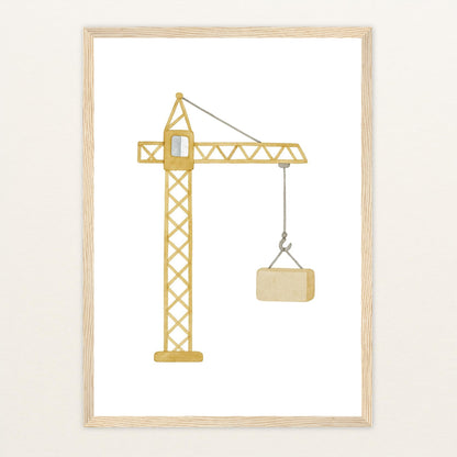 Kran Poster mit Holzrahmen von tinylearner