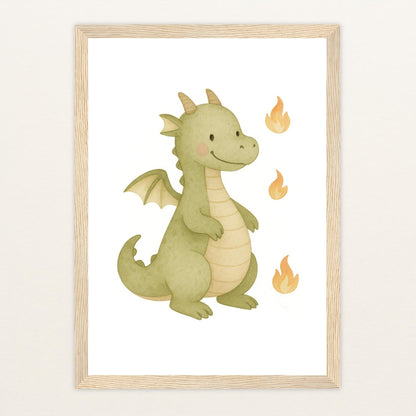 Drax der Drache Poster mit Holzrahmen von tinylearner