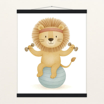 Leo der Löwe - Motiv: "Workout" Poster mit Leisten von tinylearner