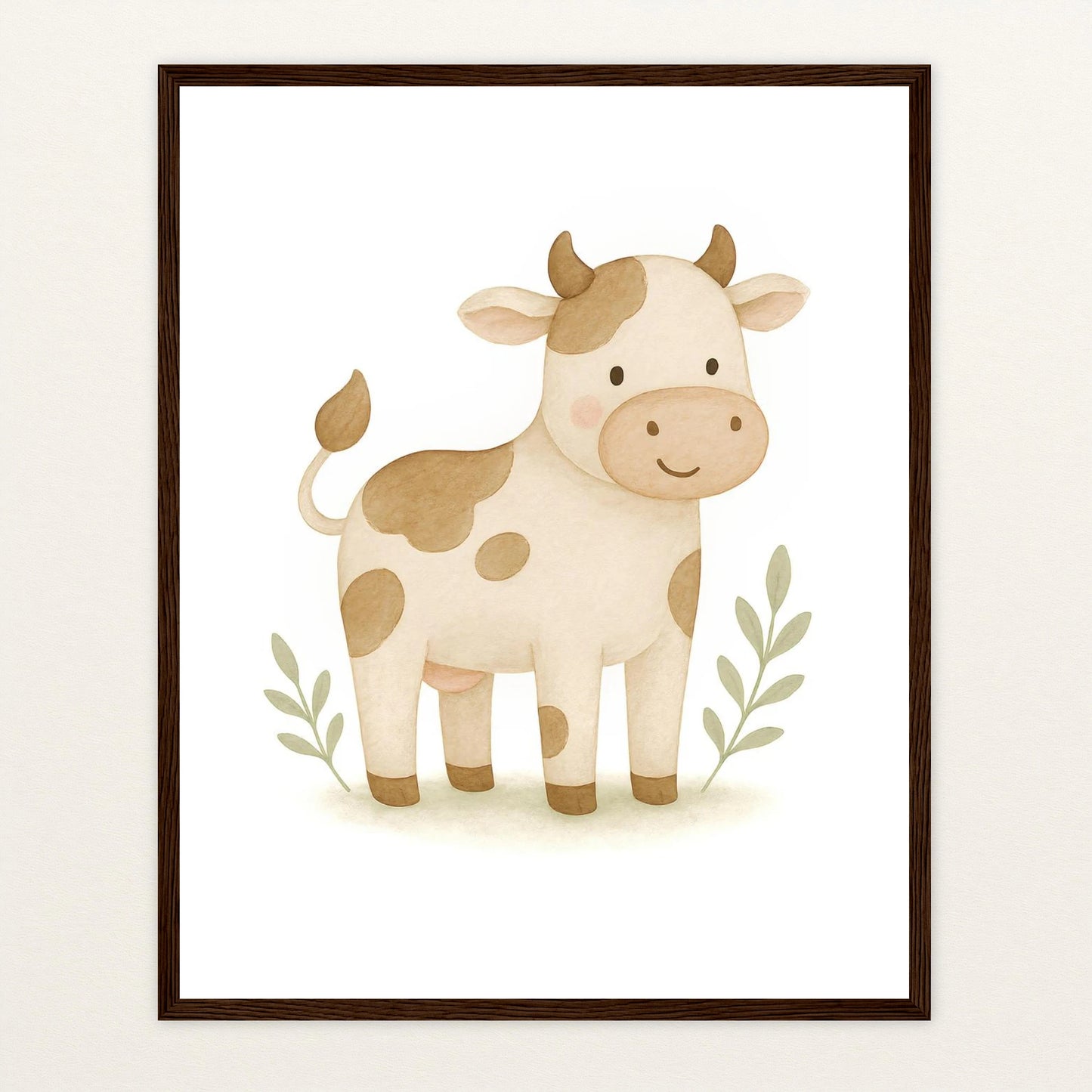 Klara die Kuh Poster mit Holzrahmen von tinylearner