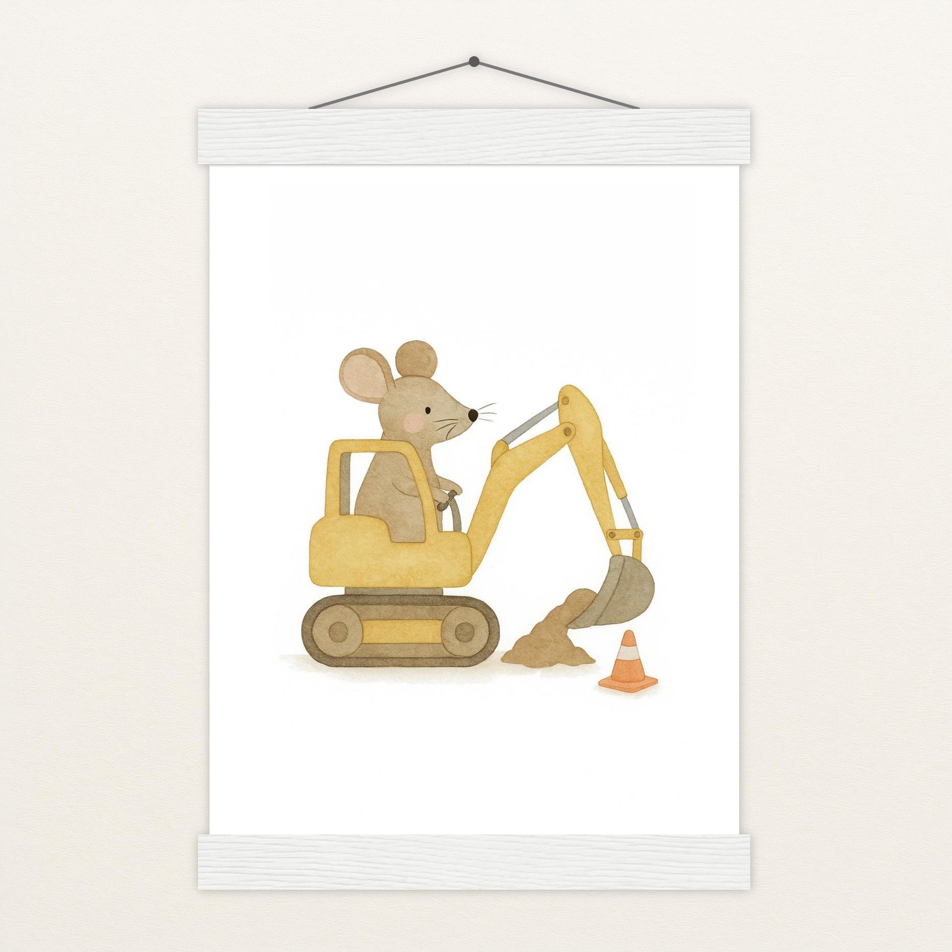 Mimi die Maus - Motiv: "Bagger" Poster mit Leisten von tinylearner
