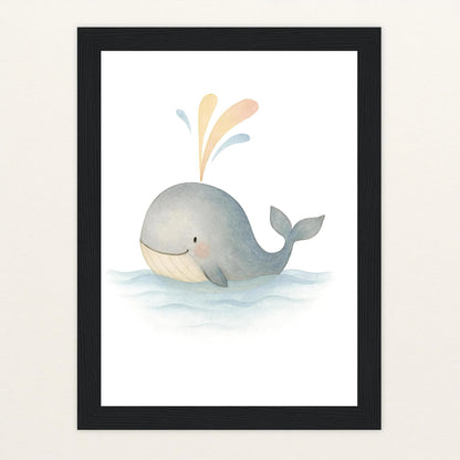 Willi der Wal - Motiv: "Freude" Poster mit Holzrahmen von tinylearner