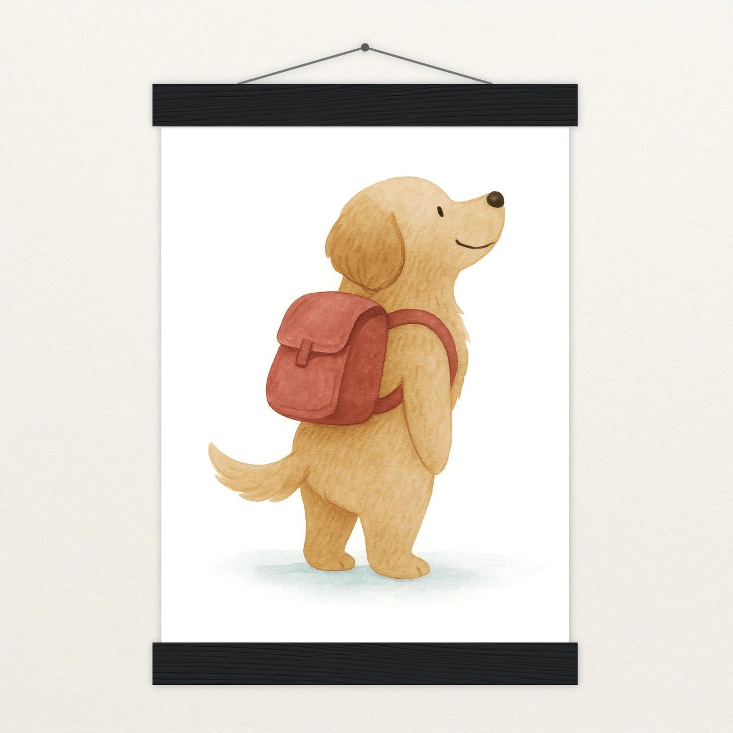 Hugo der Hund - Motiv: "Rucksack" Poster mit Leisten von tinylearner