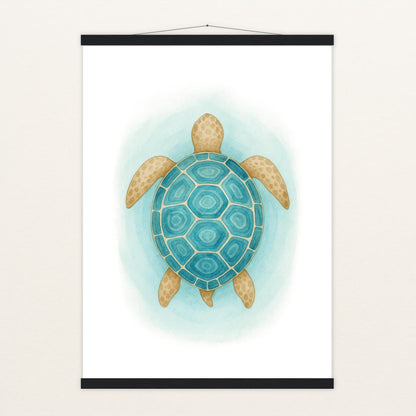 Sora die Schildkröte - Motiv: "Treiben" Poster mit Leisten von tinylearner