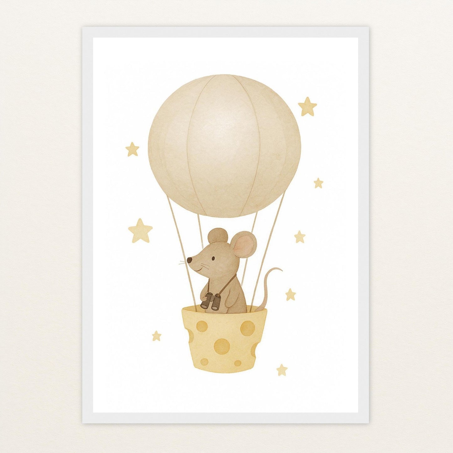 Mimi die Maus - Motiv: "Heißluftballon" Poster mit Holzrahmen von tinylearner