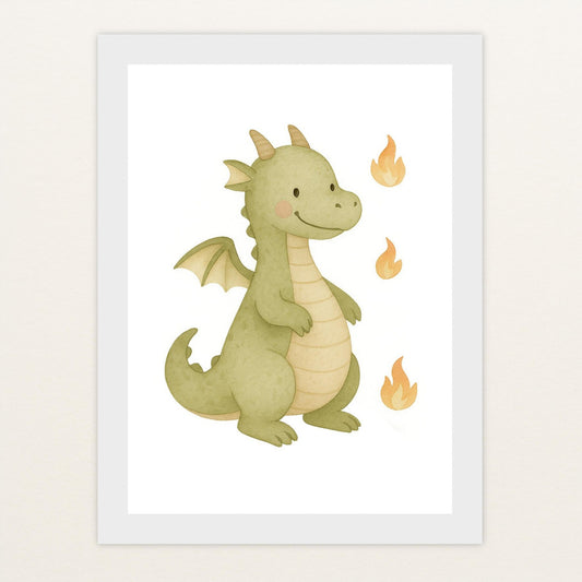 Drax der Drache Poster mit Holzrahmen von tinylearner