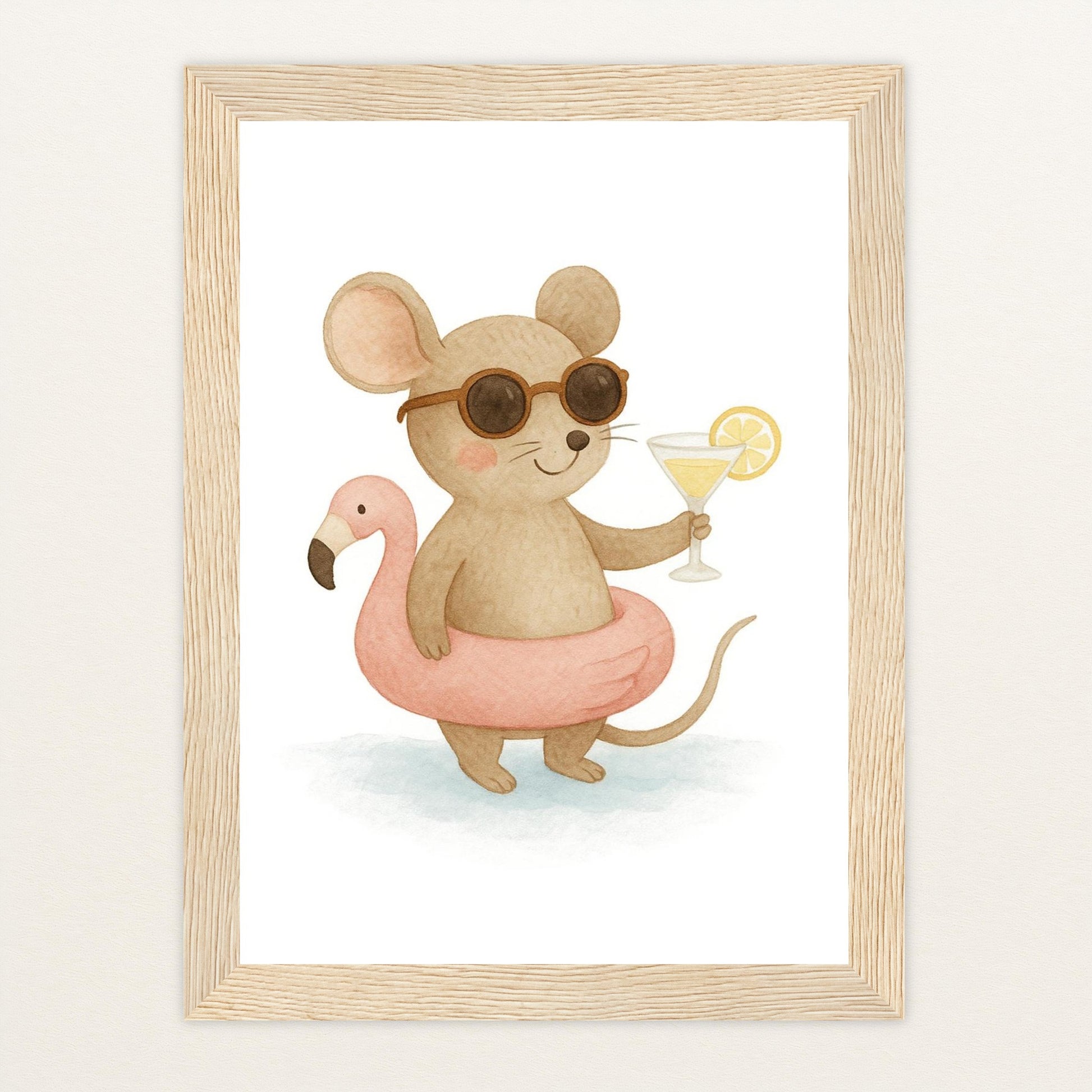 Mimi die Maus - Motiv: "Pooltag" Poster mit Holzrahmen von tinylearner