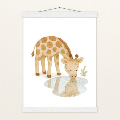 Greta die Giraffe - Motiv: "Trinken" Poster mit Leisten von tinylearner