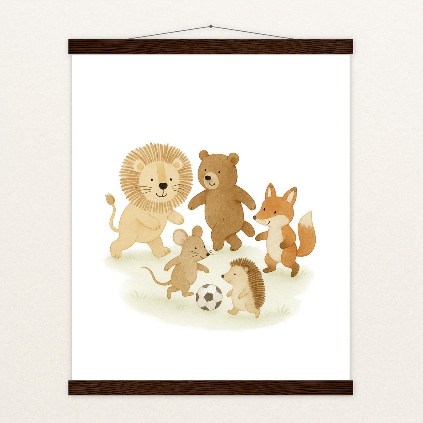 Tierfreunde - Motiv: "Fußball" Poster mit Leisten von tinylearner