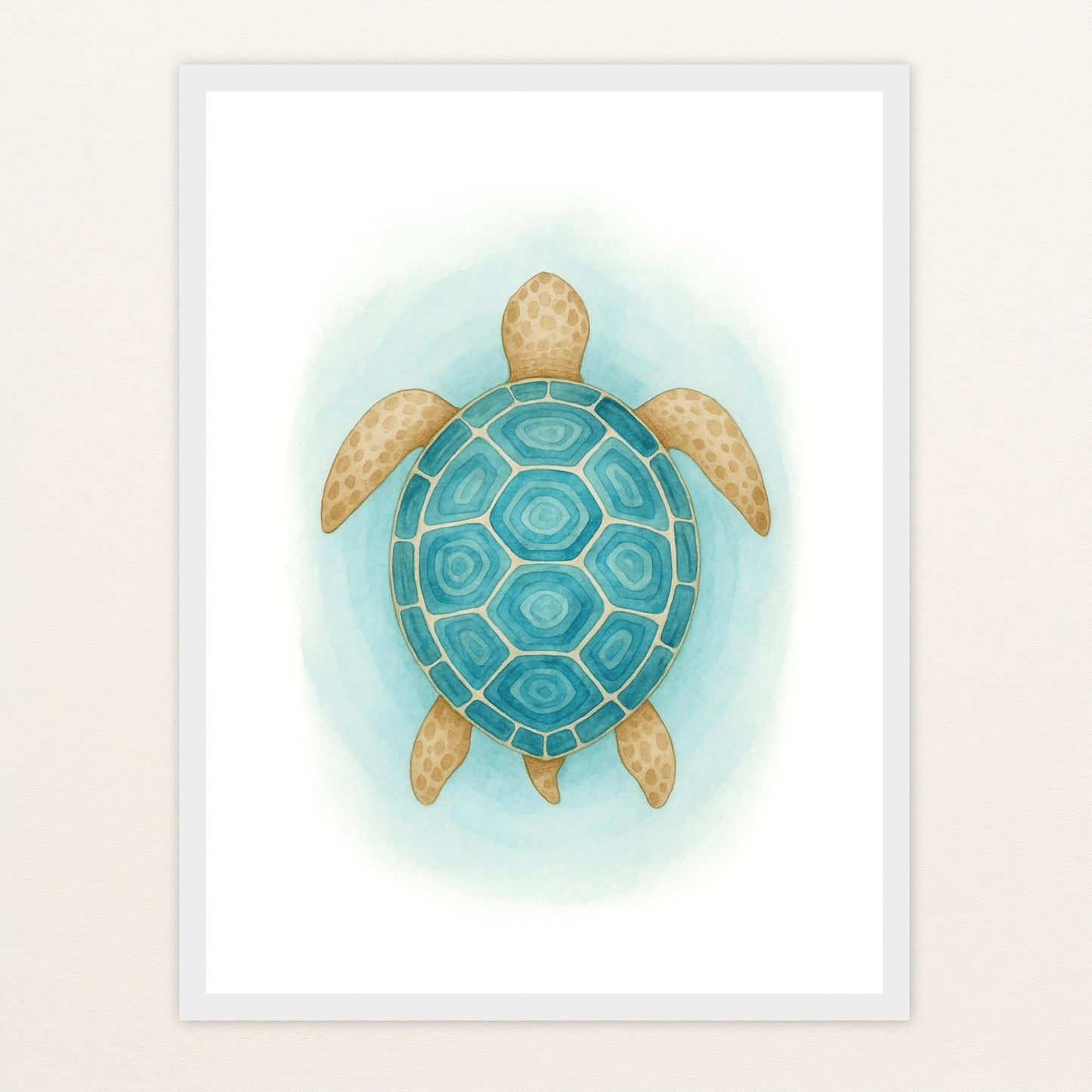 Sora die Schildkröte - Motiv: "Treiben" Poster mit Holzrahmen von tinylearner