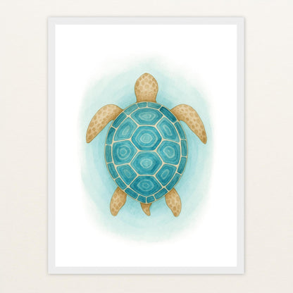 Sora die Schildkröte - Motiv: "Treiben" Poster mit Holzrahmen von tinylearner