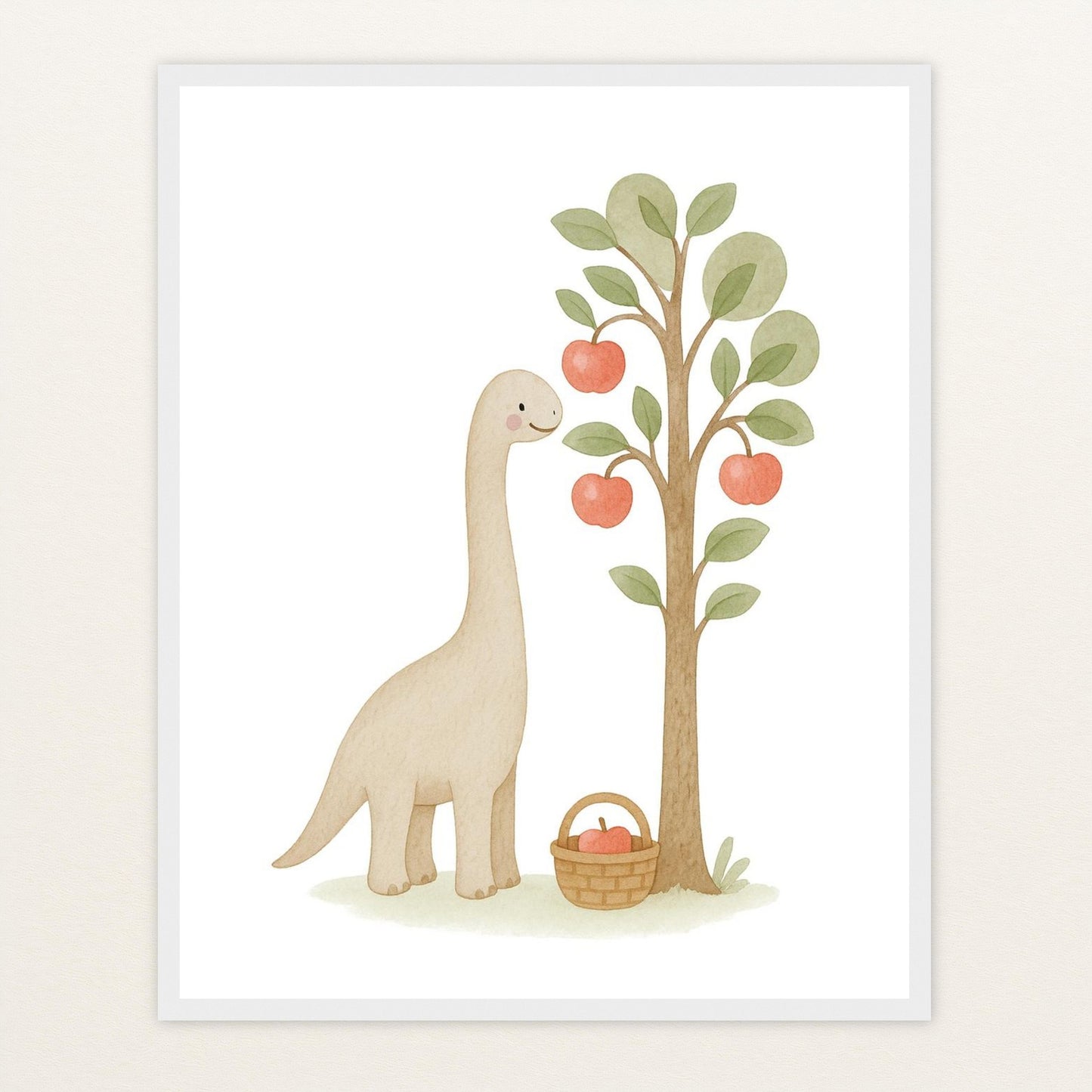 Dinosaurier Brachiosaurus - Motiv: "Apfelbaum" Poster mit Holzrahmen von tinylearner