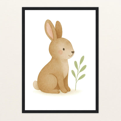 Holly der Hase Poster mit Holzrahmen von tinylearner