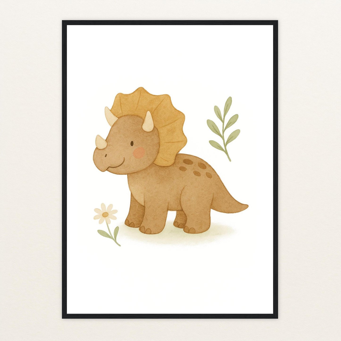 Dinosaurier Triceratops Poster mit Holzrahmen von tinylearner