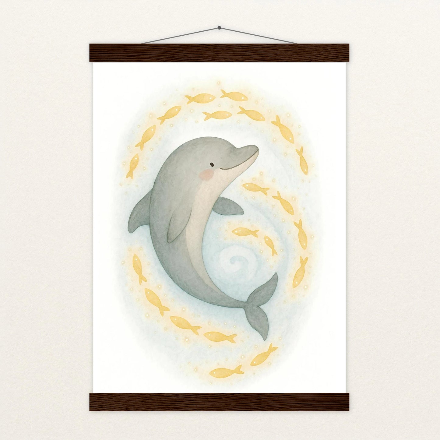 Dora der Delfin - Motiv: "Leuchtfische" Poster mit Leisten von tinylearner