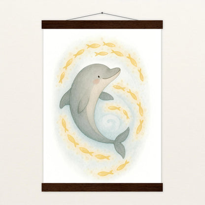 Dora der Delfin - Motiv: "Leuchtfische" Poster mit Leisten von tinylearner