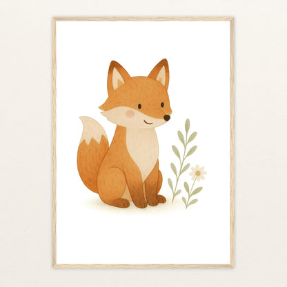 Finnegan der Fuchs Poster mit Holzrahmen von tinylearner