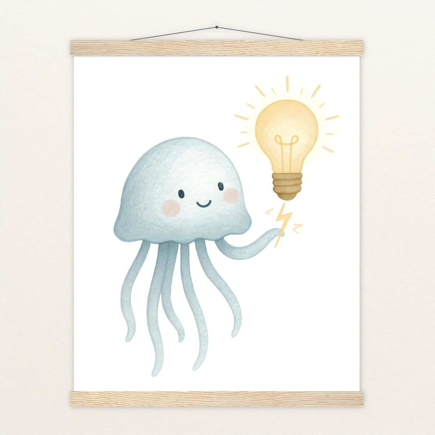 Quinn die Qualle - Motiv: "Glühbirne" Poster mit Leisten von tinylearner