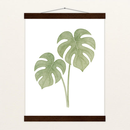 Monstera-Blätter Poster mit Leisten von tinylearner