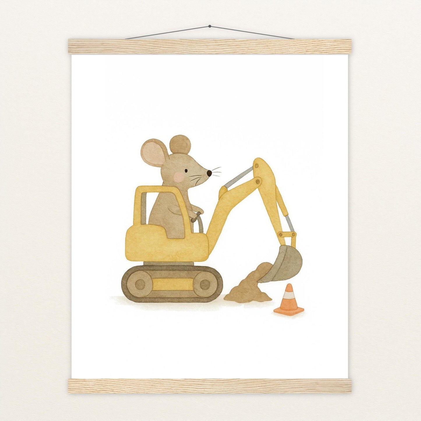 Mimi die Maus - Motiv: "Bagger" Poster mit Leisten von tinylearner