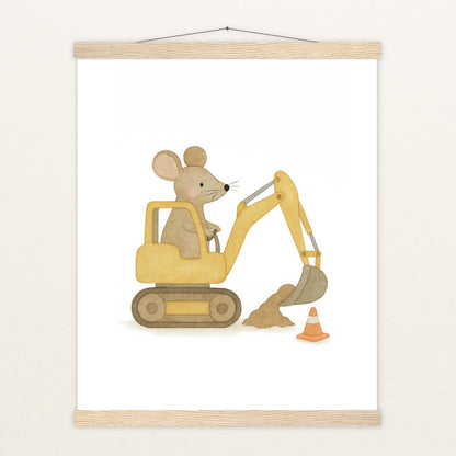 Mimi die Maus - Motiv: "Bagger" Poster mit Leisten von tinylearner