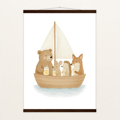 Tierfreunde - Motiv: "Segelschiff" Poster mit Leisten von tinylearner