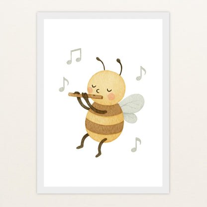 Bibi die Biene - Motiv: "Flöte" Poster mit Holzrahmen von tinylearner