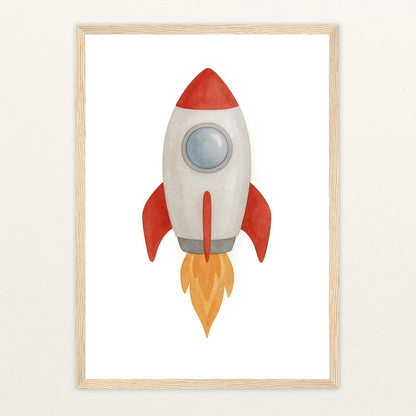 Rakete Poster mit Holzrahmen von tinylearner