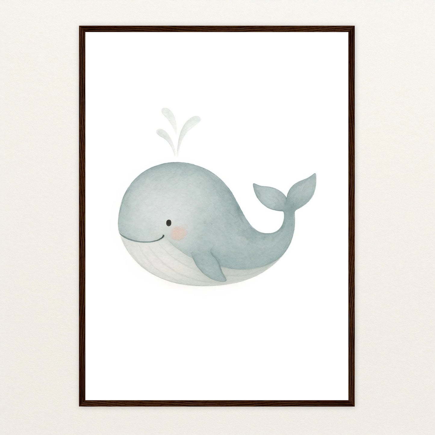 Willi der Wal Poster mit Holzrahmen von tinylearner