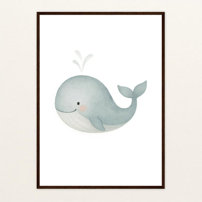 Willi der Wal Poster mit Holzrahmen von tinylearner
