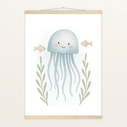 Quinn die Qualle Poster mit Leisten von tinylearner