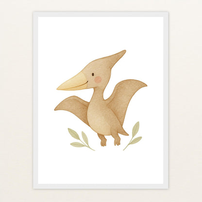 Dinosaurier Pteranodon Poster mit Holzrahmen von tinylearner