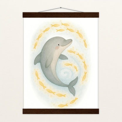 Dora der Delfin - Motiv: "Leuchtfische" Poster mit Leisten von tinylearner