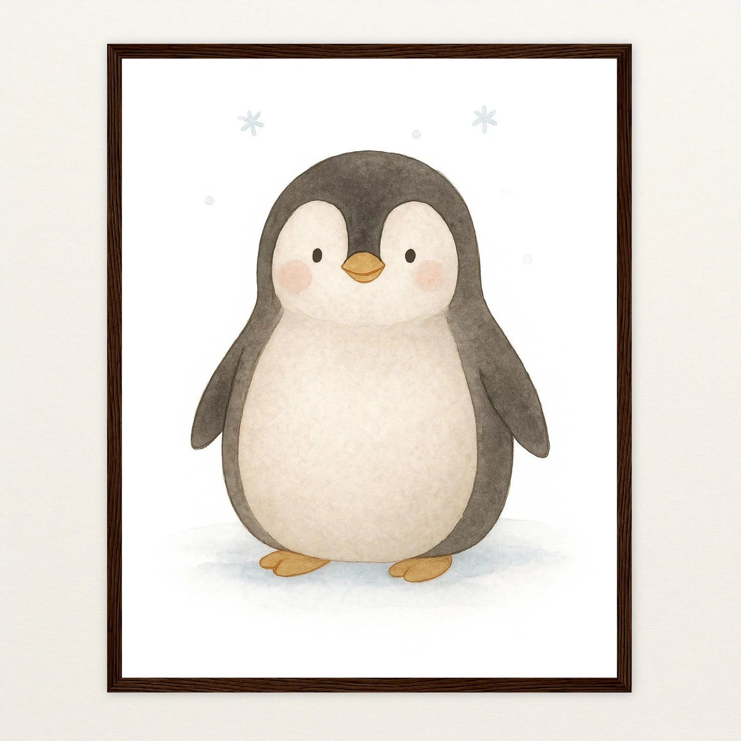 Pia der Pinguin Poster mit Holzrahmen von tinylearner