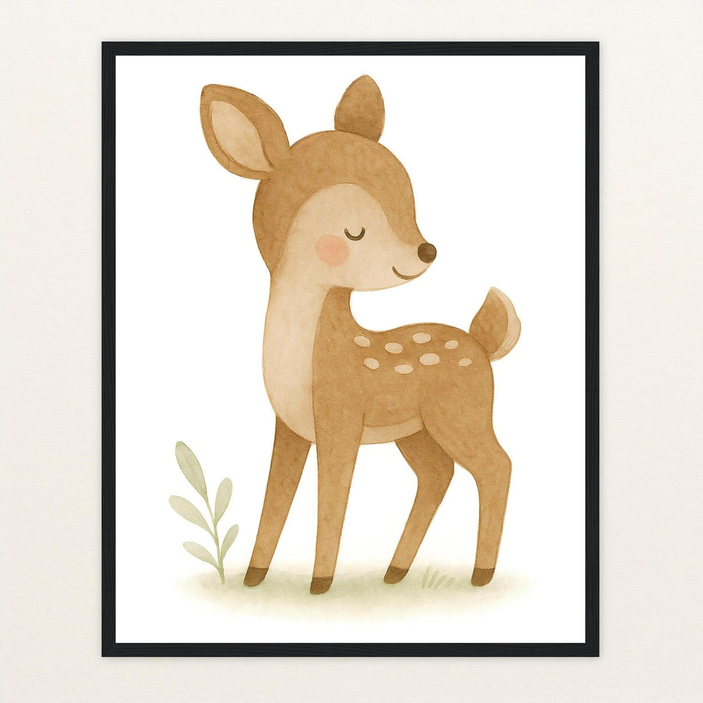 Ria das Reh Poster mit Holzrahmen von tinylearner