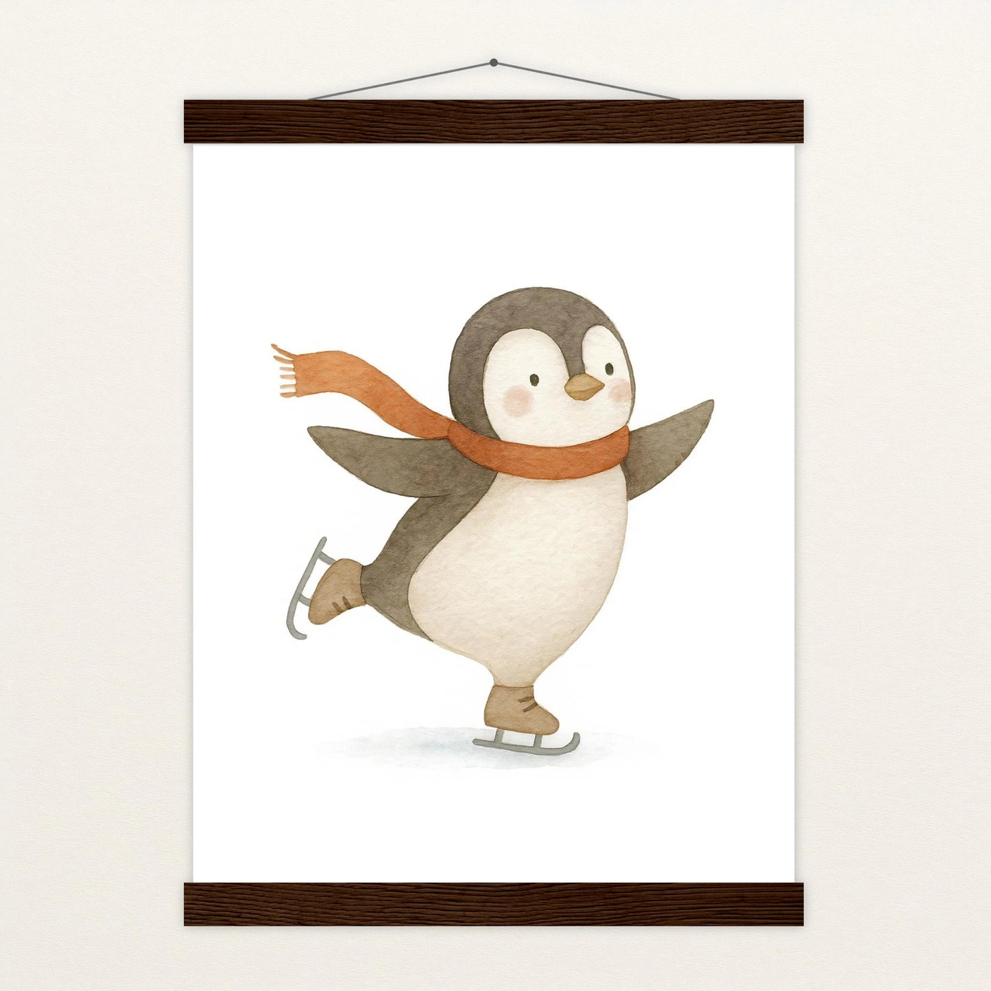 Pia der Pinguin - Motiv: "Eislaufen" Poster mit Leisten von tinylearner