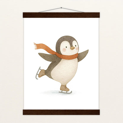 Pia der Pinguin - Motiv: "Eislaufen" Poster mit Leisten von tinylearner