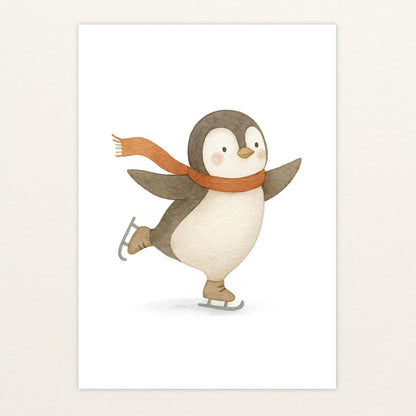 Pia der Pinguin - Motiv: "Eislaufen" Poster von tinylearner