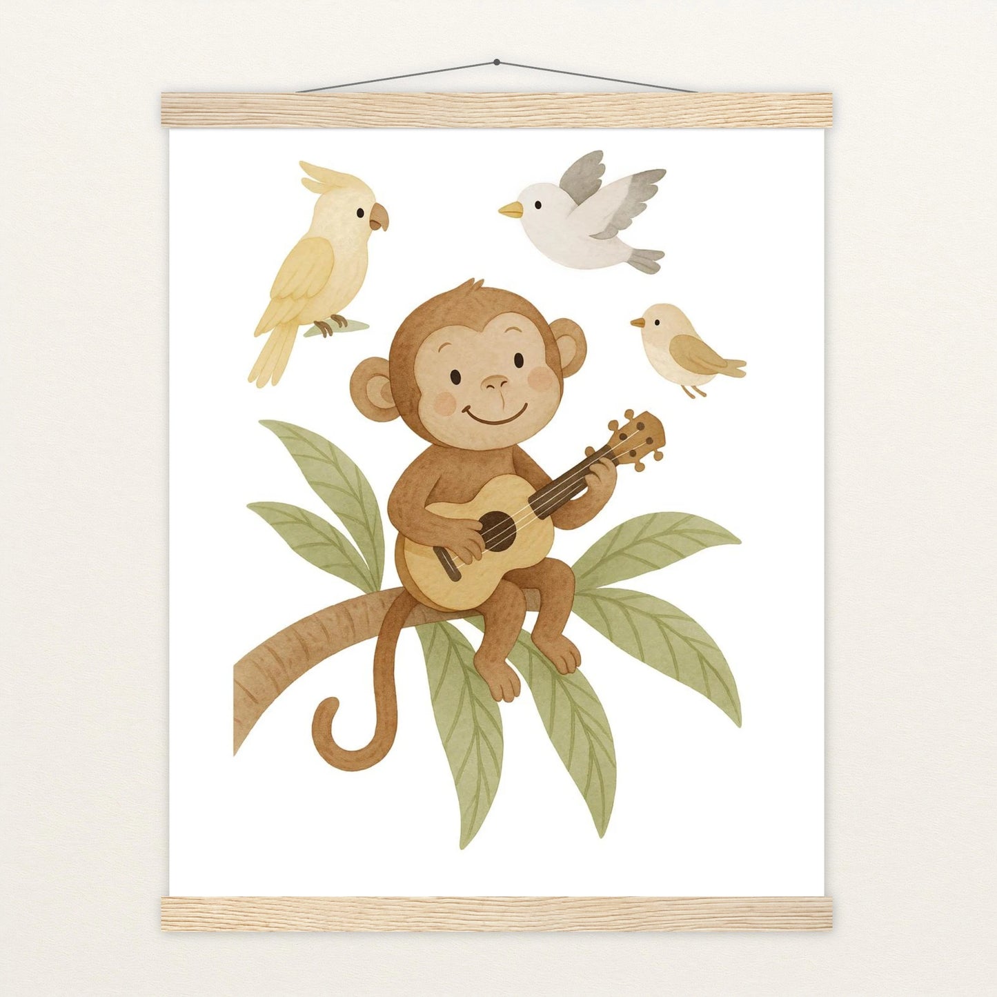 Aki der Affe - Motiv: "Ukulele" Poster mit Leisten von tinylearner