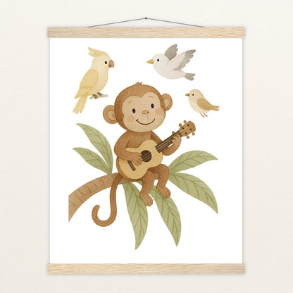 Aki der Affe - Motiv: "Ukulele" Poster mit Leisten von tinylearner