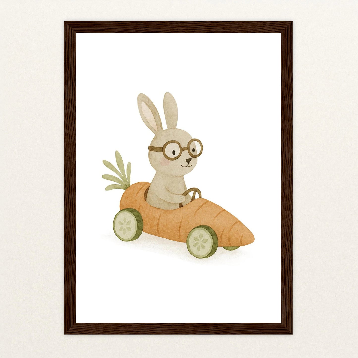 Holly der Hase - Motiv: "Rennmöhre" Poster mit Holzrahmen von tinylearner