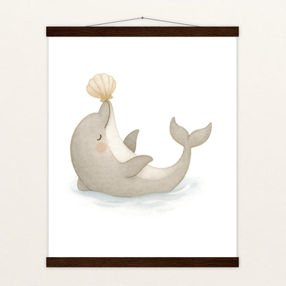 Dora der Delfin - Motiv: "Muschel" Poster mit Leisten von tinylearner