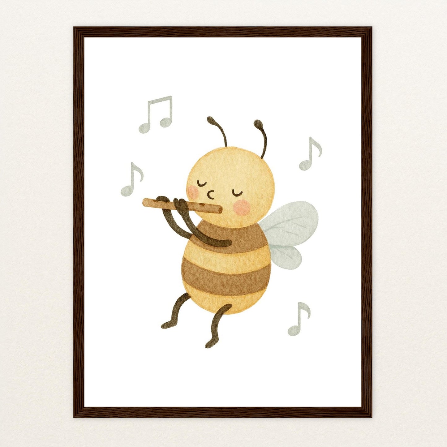 Bibi die Biene - Motiv: "Flöte" Poster mit Holzrahmen von tinylearner