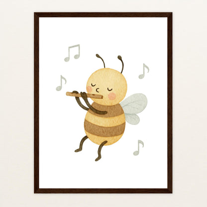 Bibi die Biene - Motiv: "Flöte" Poster mit Holzrahmen von tinylearner